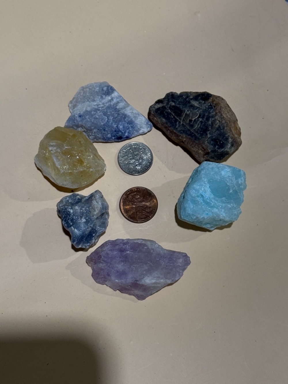 6 Natural Mixed Crystal Rough Stones - Multicolor Home Accent 5.6 oz - Picture 4 of 4